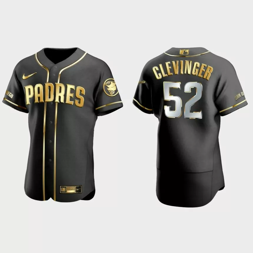 San Diego Padres #52 Mike Clevinger Golden Edition Authentic Jersey – Black