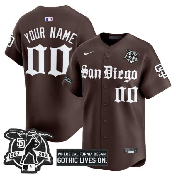 San Diego Padres ‘Gothic Edition’ Vapor Premier   Limited Custom Jersey – All Stitched