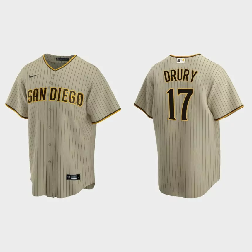 San Diego Padres Brandon Drury Replica Alternate Jersey – Sand Brown