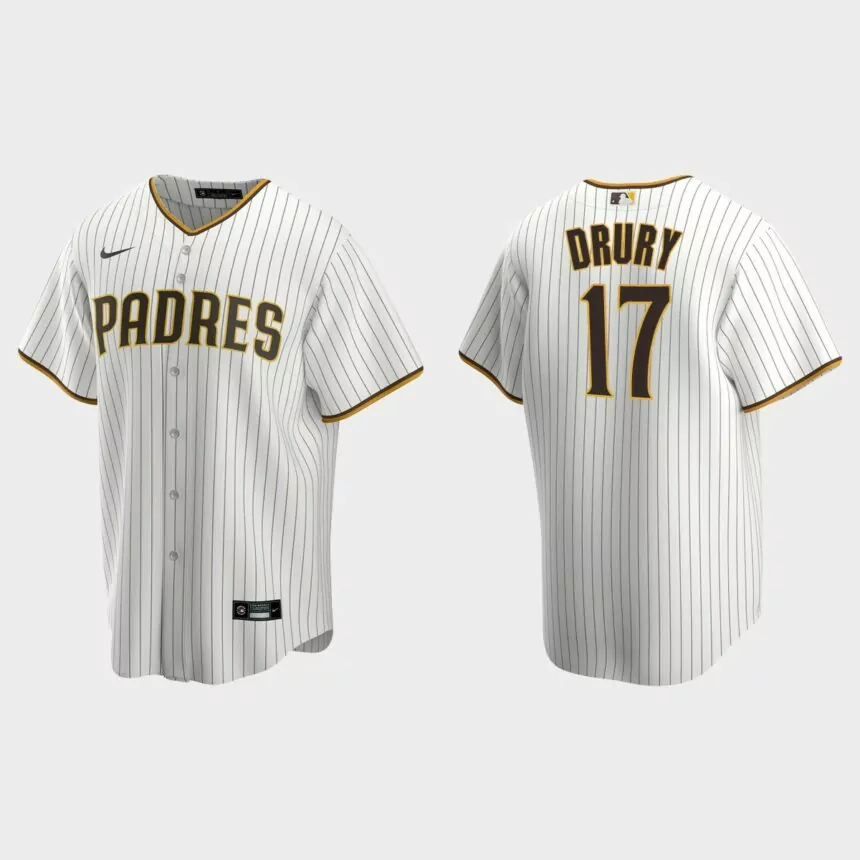 San Diego Padres Brandon Drury Replica Home Jersey – White Brown