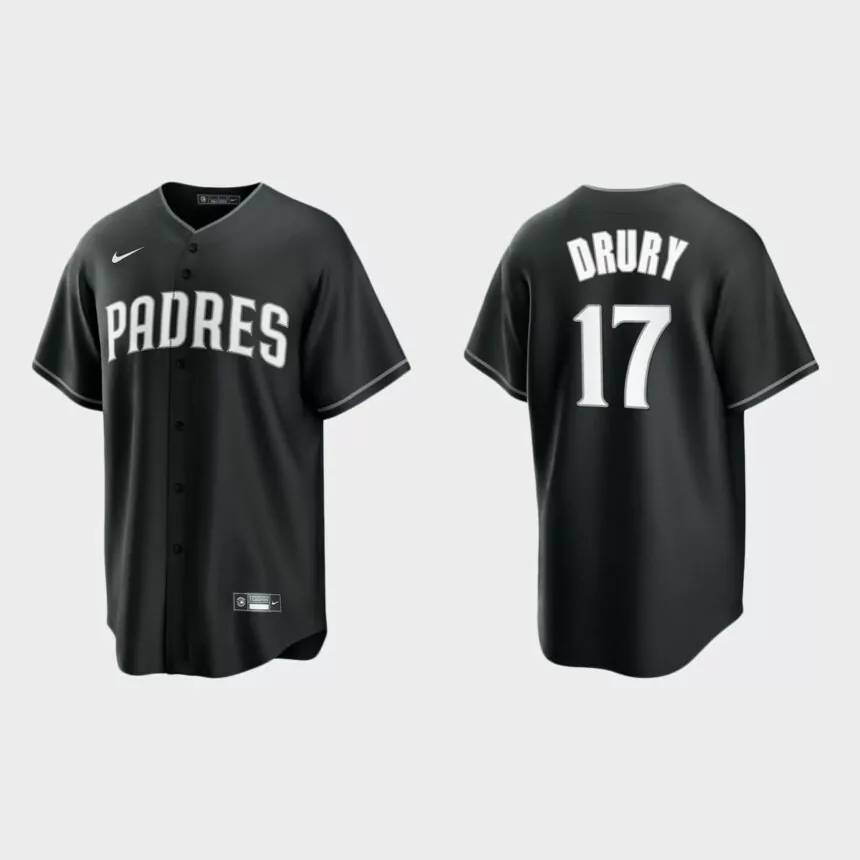San Diego Padres Brandon Drury Replica Official Jersey – Black White