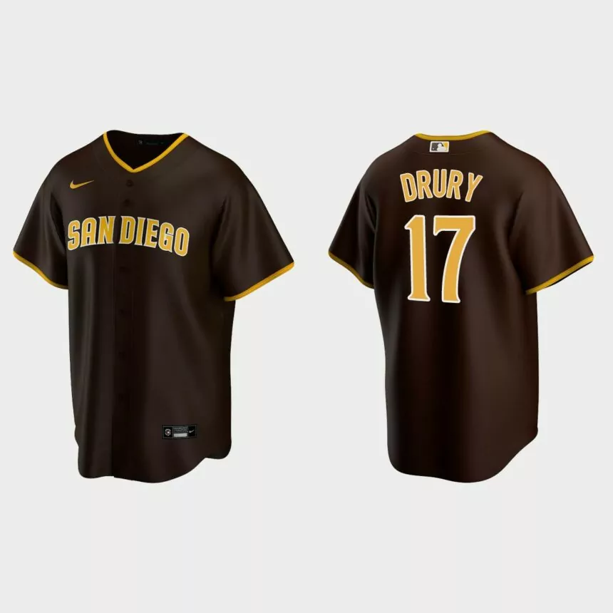 San Diego Padres Brandon Drury Replica Road Jersey – Brown