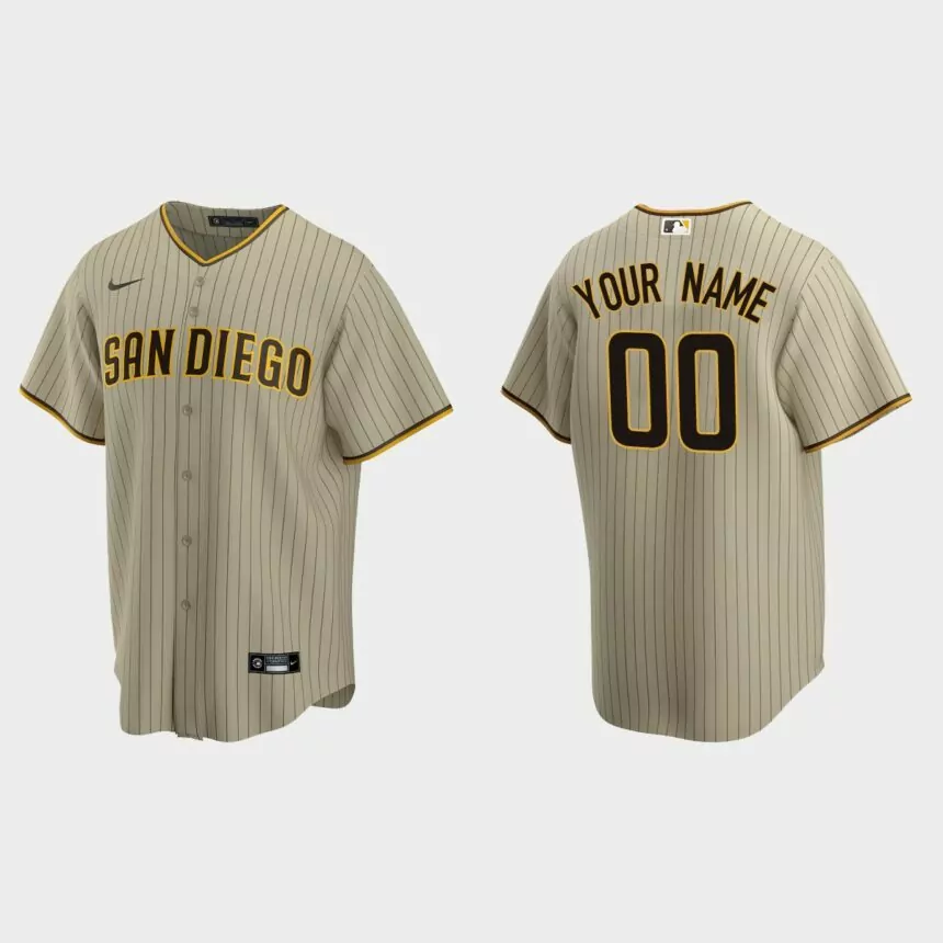 San Diego Padres Custom Alternate Replica Nike Jersey – Sand Brown