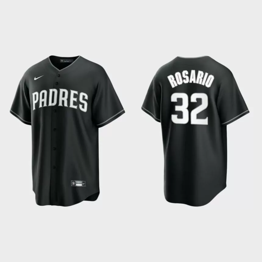 San Diego Padres Eguy Rosario Replica Official Jersey – Black White