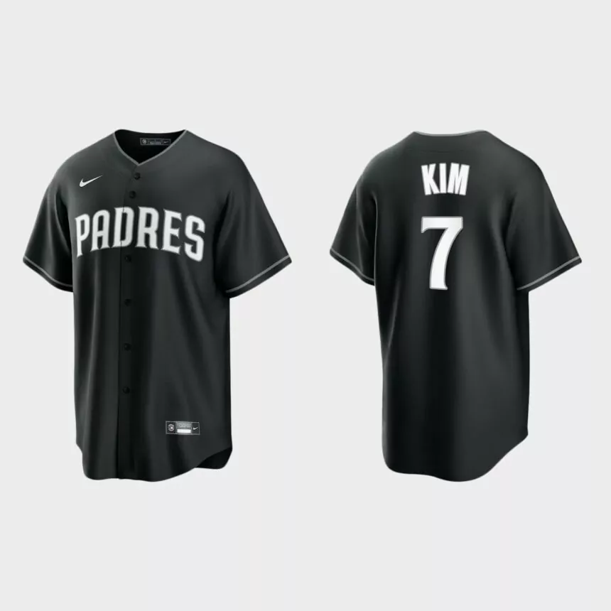 San Diego Padres Ha-Seong Kim 2021 All Black Fashion Replica Jersey – Black White