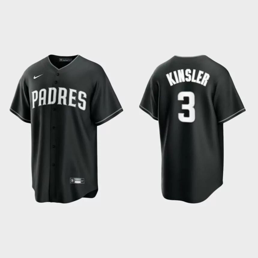 San Diego Padres Ian Kinsler 2021 All Black Fashion Replica Jersey – Black White