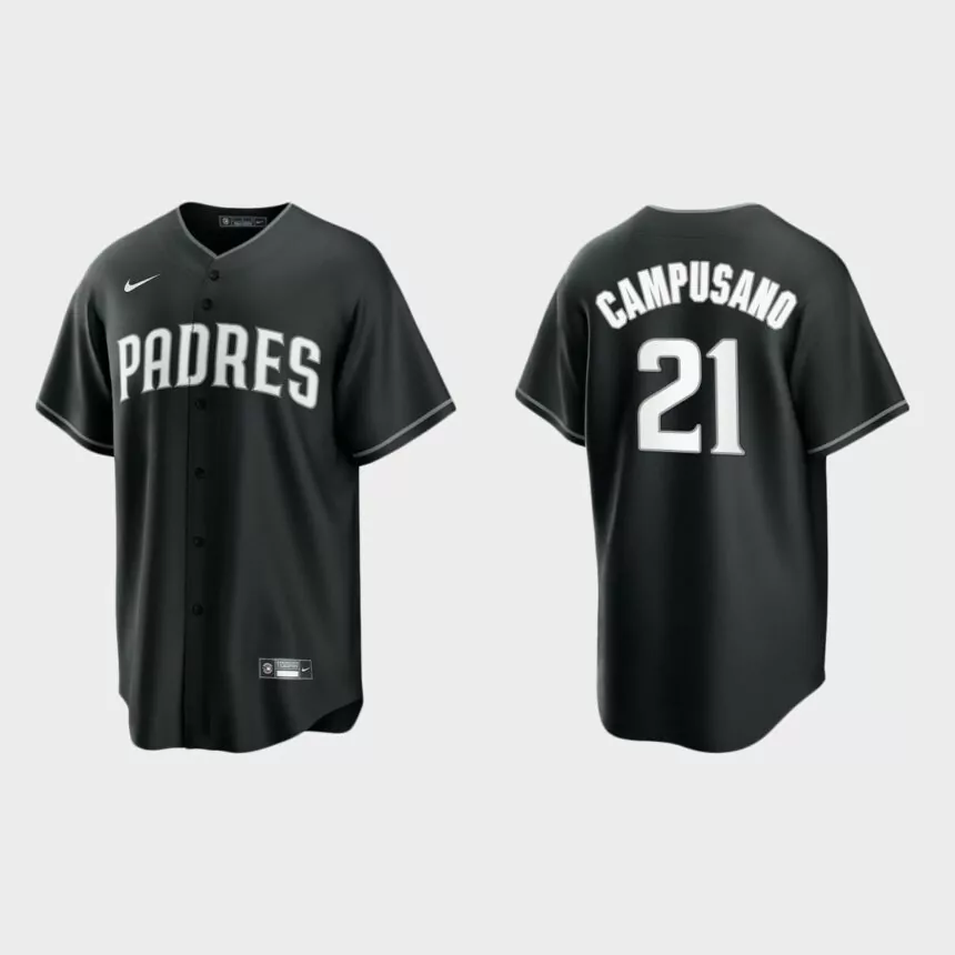 San Diego Padres Luis Campusano 2021 All Black Fashion Replica Jersey – Black White