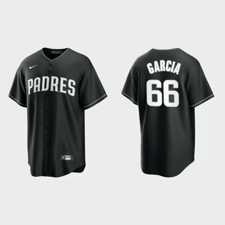 San Diego Padres Luis Garcia Replica Official Jersey – Black White