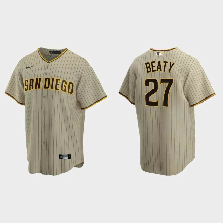 San Diego Padres Matt Beaty Replica Alternate Jersey – Sand Brown
