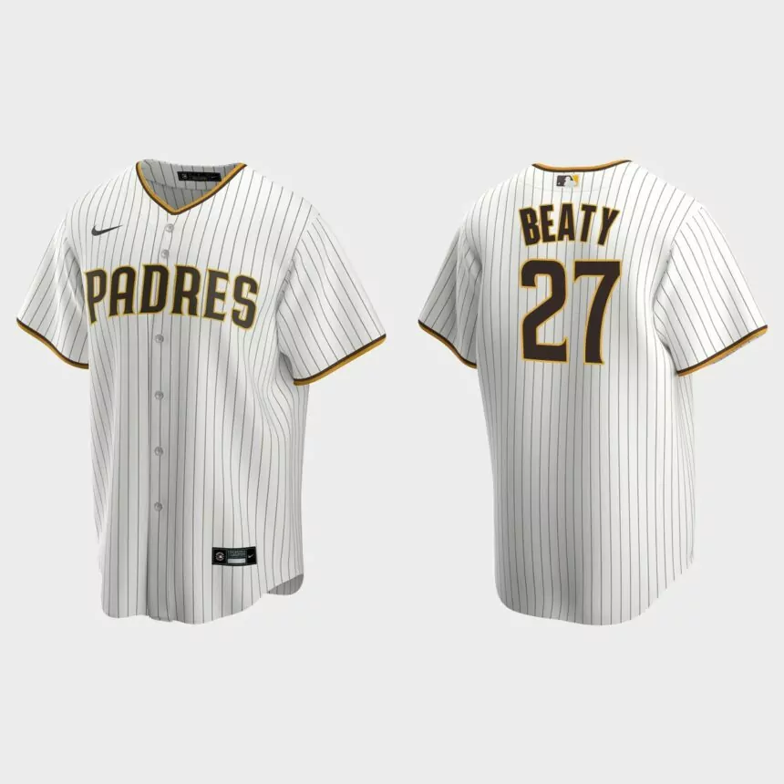 San Diego Padres Matt Beaty Replica Home Jersey – White Brown
