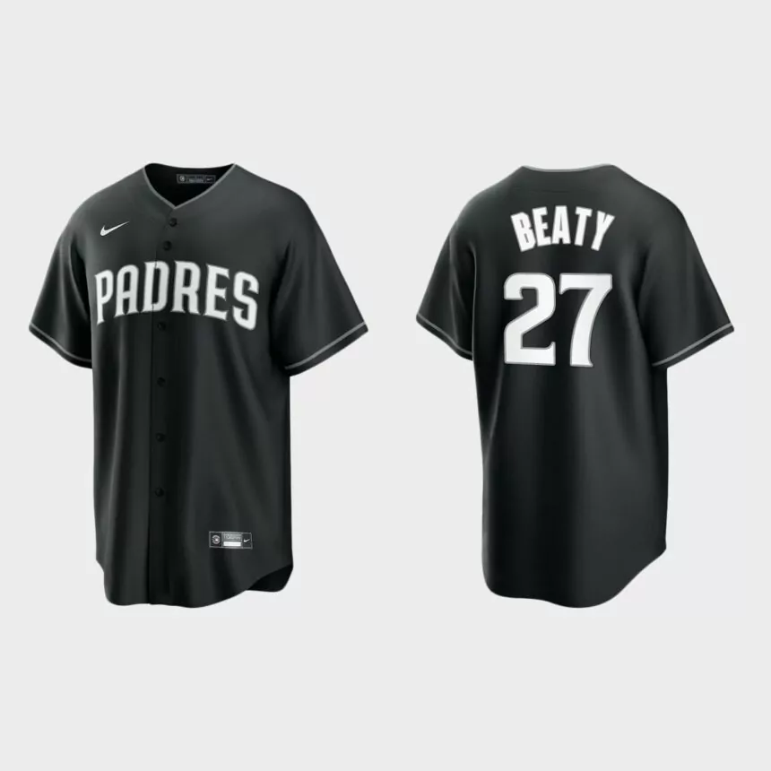 San Diego Padres Matt Beaty Replica Official Jersey – Black White