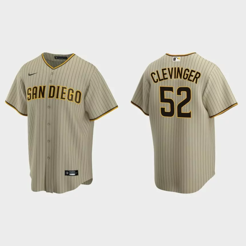 San Diego Padres Mike Clevinger 2020 Alternate Replica Player Jersey – Sand Brown