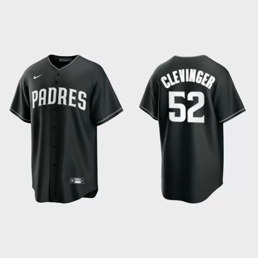 San Diego Padres Mike Clevinger 2021 All Black Fashion Replica Jersey – Black White