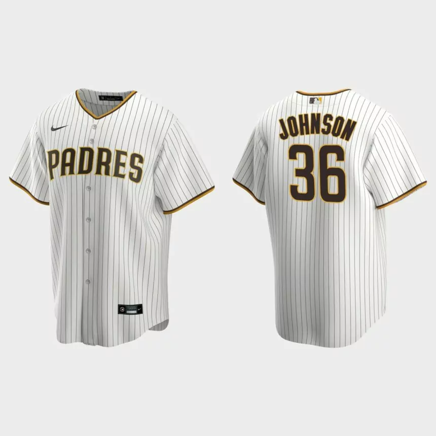 San Diego Padres Pierce Johnson Replica Home Jersey – White Brown