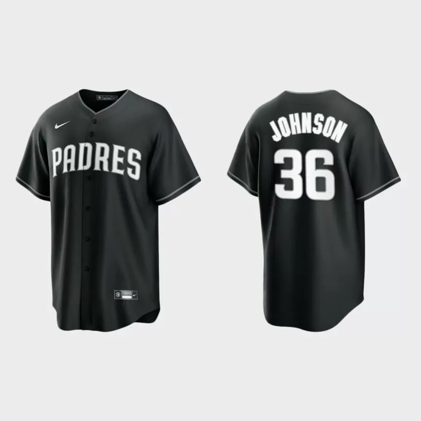 San Diego Padres Pierce Johnson Replica Official Jersey – Black White