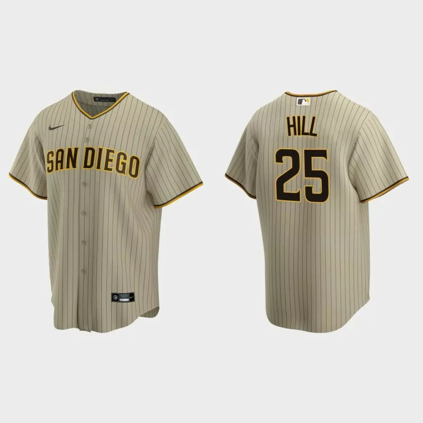 San Diego Padres Tim Hill Replica Alternate Jersey – Sand Brown
