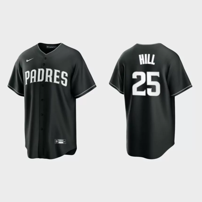 San Diego Padres Tim Hill Replica Official Jersey – Black White