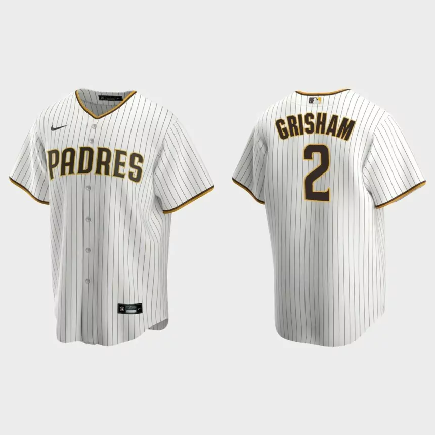 San Diego Padres Trent Grisham Replica Home Jersey – White Brown