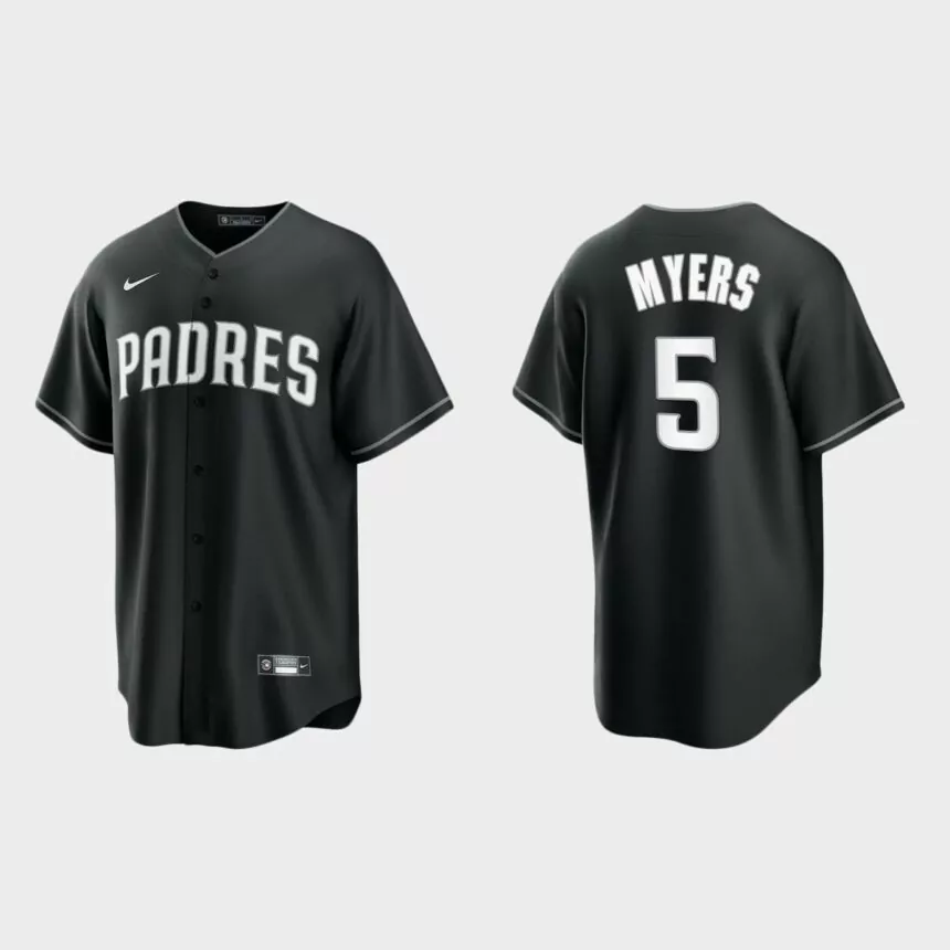 San Diego Padres Wil Myers 2021 All Black Fashion Replica Jersey – Black White