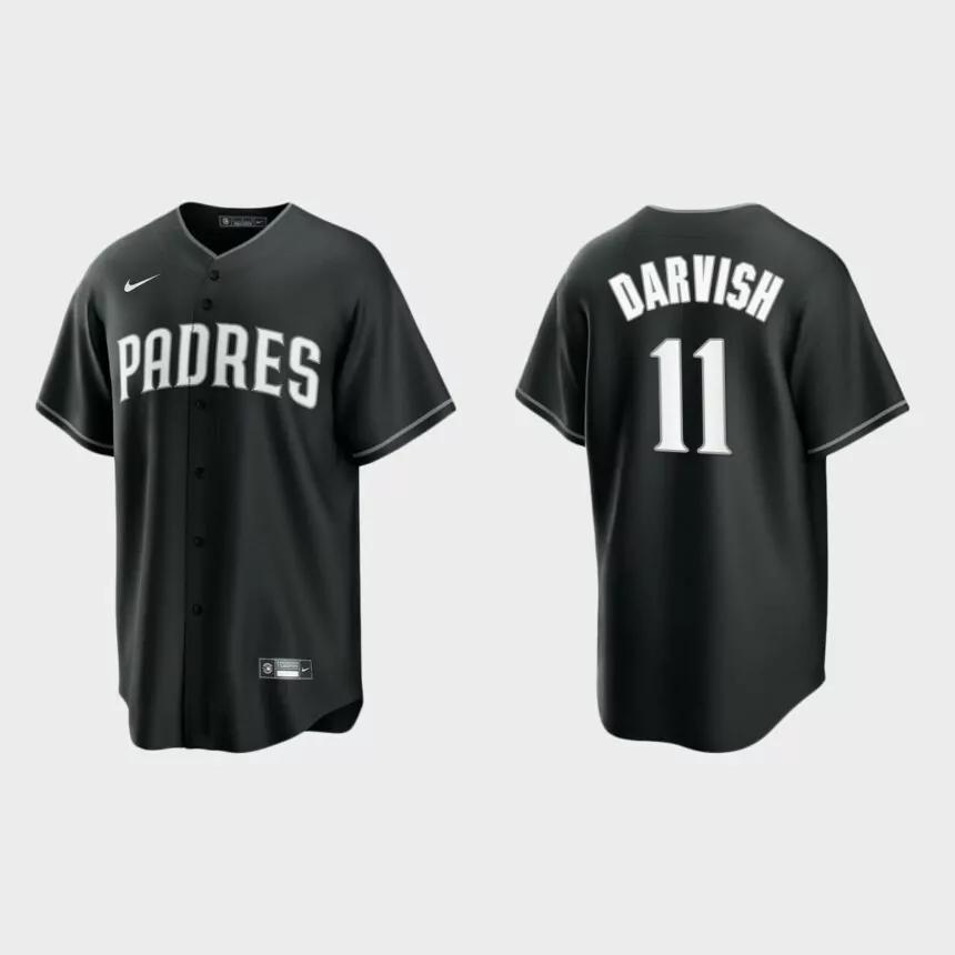San Diego Padres Yu Darvish 2021 All Black Fashion Replica Jersey – Black White