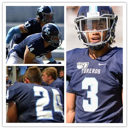 San Diego Toreros navy custom football Jersey
