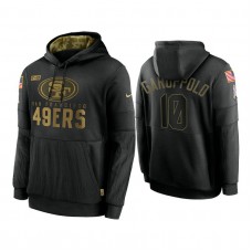 San Francisco 49ers #10 Jimmy Garoppolo Black 2020 Salute to Service Sideline Performance Pullover Hoodie