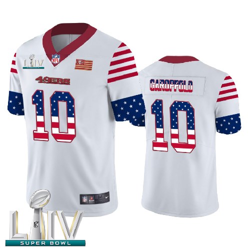 San Francisco 49ers #10 Jimmy Garoppolo White Super Bowl LIV 2020 Men's Nike Team Logo USA Flag Vapor Untouchable Limited NFL Jersey
