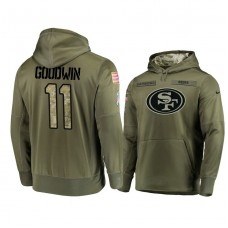 San Francisco 49ers #11 Marquise Goodwin Olive Pullover Hoodie 2018 Salute To Service