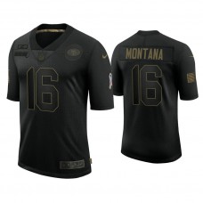 San Francisco 49ers #16 Joe Montana Black 2020 Salute to Service Limited Jersey