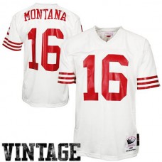 San Francisco 49ers #16 Joe Montana Mitchell & Ness White Authentic Throwback Jersey