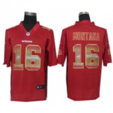San Francisco 49ers #16 Joe Montana Red Fashion Strobe Jersey
