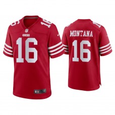San Francisco 49ers #16 Joe Montana Scarlet 2022-23 Game Jersey