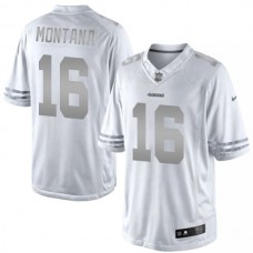 San Francisco 49ers #16 Joe Montana White Platinum Limited Jersey