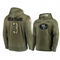 San Francisco 49ers #3 C.J. Beathard Olive Pullover Hoodie 2018 Salute To Service