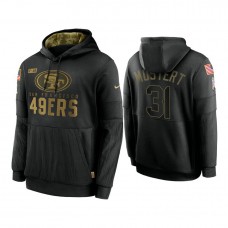 San Francisco 49ers #31 Raheem Mostert Black 2020 Salute to Service Sideline Performance Pullover Hoodie