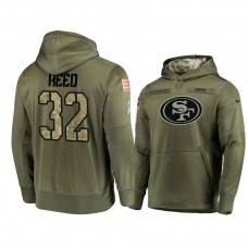 San Francisco 49ers #32 D.J. Reed Olive Pullover Hoodie 2018 Salute To Service