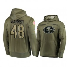 San Francisco 49ers #48 Fred Warner Olive Pullover Hoodie 2018 Salute To Service