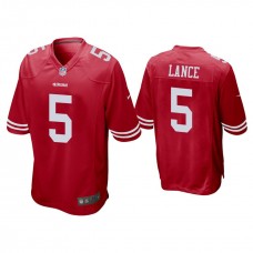 San Francisco 49ers #5 Trey Lance Scarlet 2021 NFL Draft Game Jersey