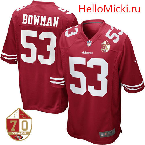 San Francisco 49ers #53 NaVorro Bowman Scarlet 70th Anniversary Patch Elite Football Jersey