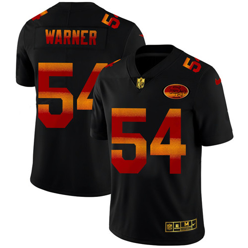 San Francisco 49ers #54 Fred Warner Men's Black Nike Red Orange Stripe Vapor Limited NFL Jersey