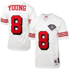 San Francisco 49ers #8 Steve Young Mitchell & Ness White Authentic Throwback Jersey