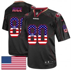 San Francisco 49ers #80 Jerry Rice Black USA Flag Fashion Jersey