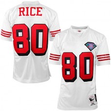 San Francisco 49ers #80 Jerry Rice Mitchell & Ness White Authentic Throwback Jersey