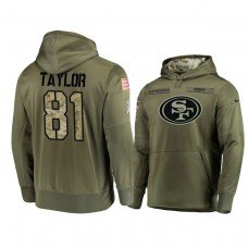 San Francisco 49ers #81 Trent Taylor Olive Pullover Hoodie 2018 Salute To Service