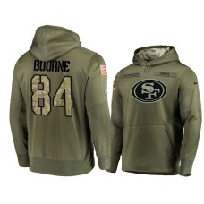 San Francisco 49ers #84 Kendrick Bourne Olive Pullover Hoodie 2018 Salute To Service
