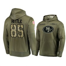 San Francisco 49ers #85 George Kittle Olive Pullover Hoodie 2018 Salute To Service