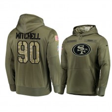 San Francisco 49ers #90 Earl Mitchell Olive Pullover Hoodie 2018 Salute To Service