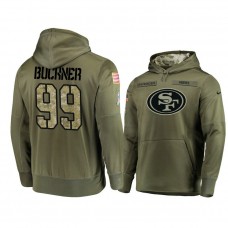 San Francisco 49ers #99 DeForest Buckner Olive Pullover Hoodie 2018 Salute To Service