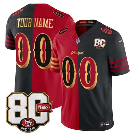 San Francisco 49ers 80th Anniversary Patch Vapor Limited Custom Jersey - Rivalries   Edition - All Stitched