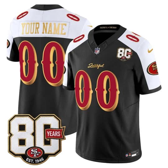 San Francisco 49ers 80th Anniversary Patch Vapor Limited Custom Jersey - Rivalries Edition    - All Stitched